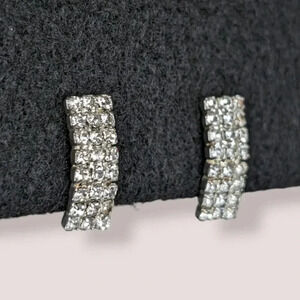 (2/$20) Curved Rhinestone Stud Earrings